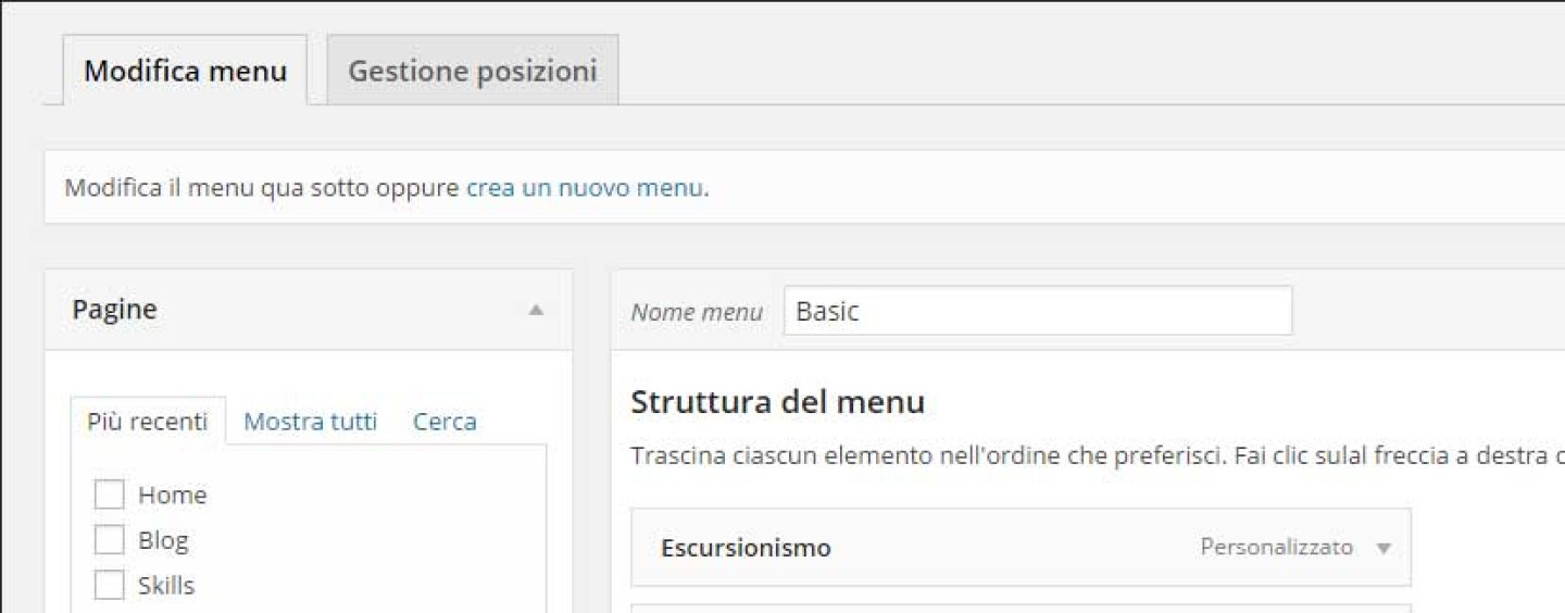 WordPress 3.0 Menu personalizzati