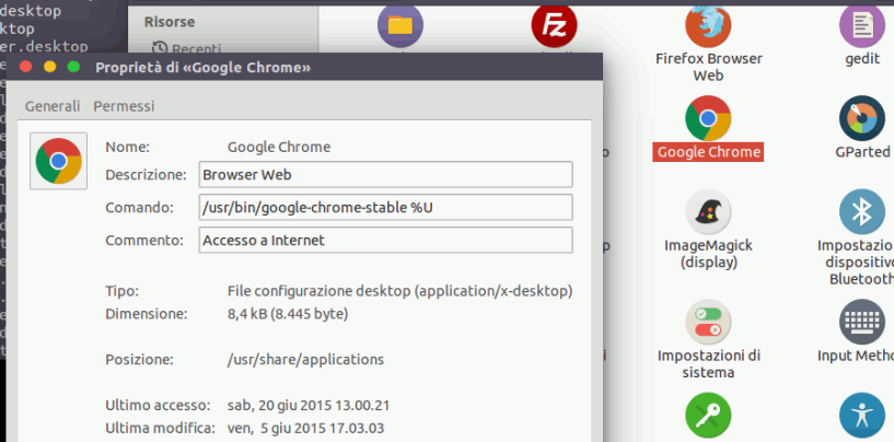 Ubuntu icona di un programma sul desktop