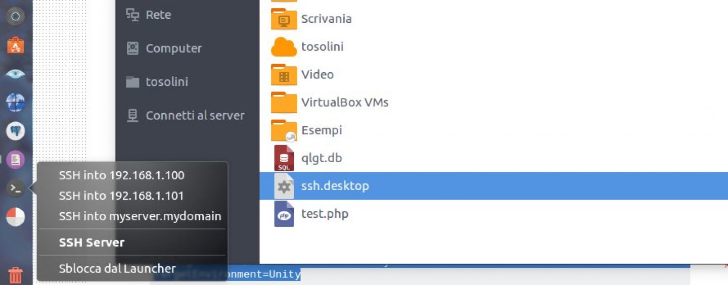 Ubuntu: Unity menu personalizzati nel launcher