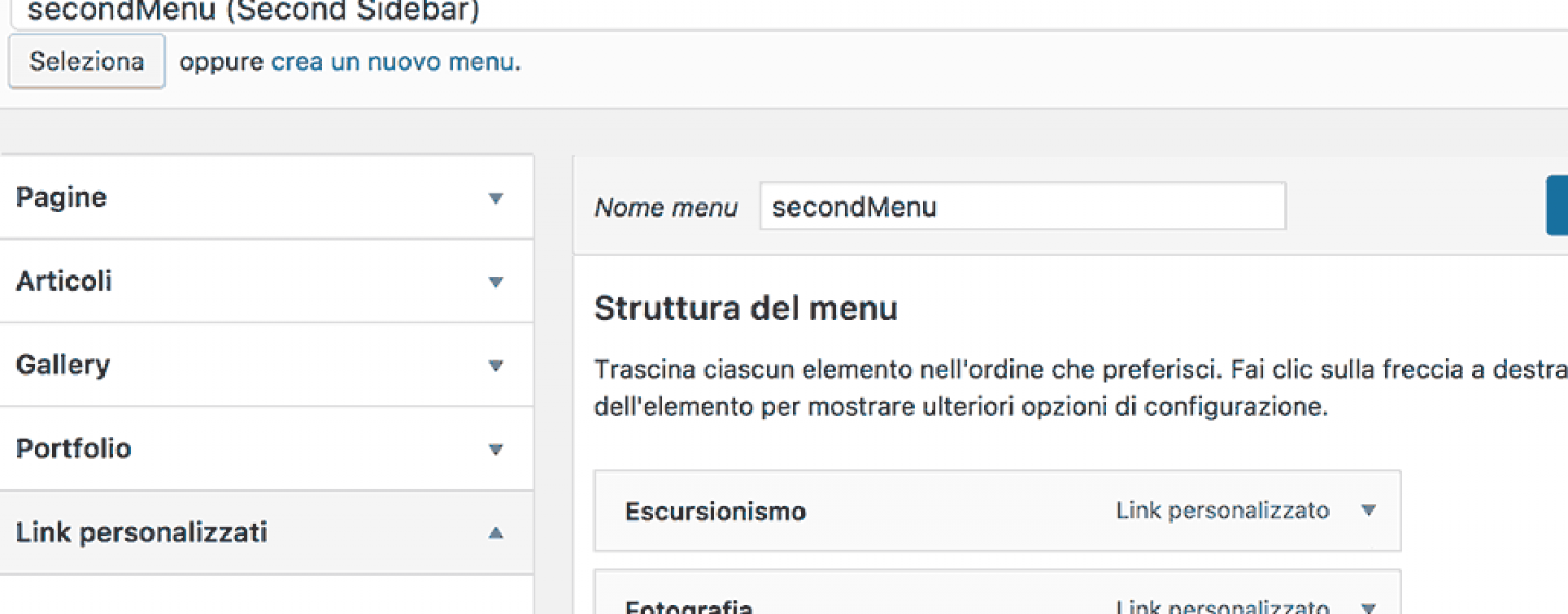 WordPress: Link del menu in nuova finestra.